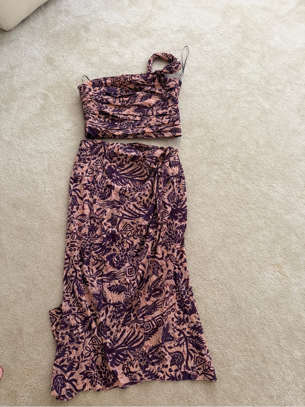 Zara Pink & Purple Printed Maxi Wrap Skirt